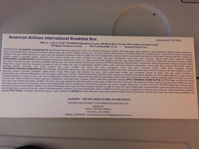 Breakfast Box Ingredients American Airlines