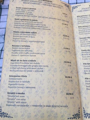 Ostarija Peglez’n Food Menu